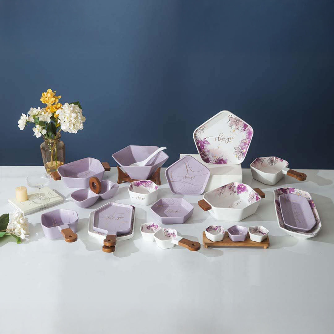 طقم عشاء 41 قطعة + طقم صواني هدية