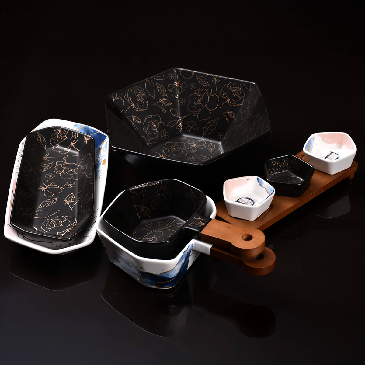 طقم عشاء 41 قطعة + طقم صواني هدية