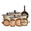 طقم حلل 13ق بطوط نيوكلاين (4 حلل + 4 غطاء متعدد +4 غطاء بيركس + ووك)