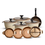 طقم حلل 13ق بطوط نيوكلاين (4 حلل + 4 غطاء متعدد +4 غطاء بيركس + ووك)