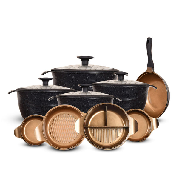 طقم حلل 13ق بطوط نيوكلاين (4 حلل + 4 غطاء متعدد +4 غطاء بيركس + ووك)