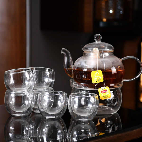 طقم براد دبل جلاس بالقاعدة+6 فنجان- SSG011