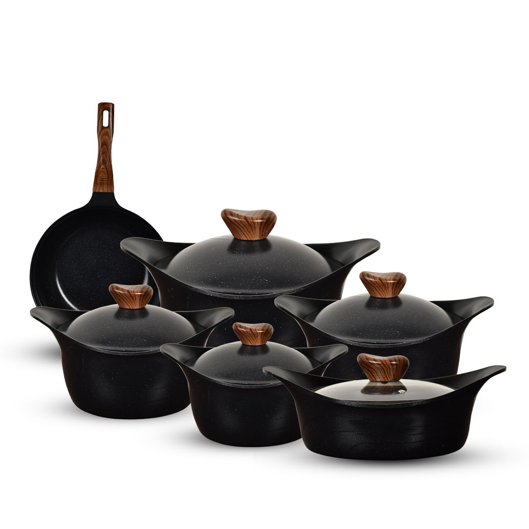 طقم حلل 11ق مدور نيوكلاين (4 حلل + صينية غطا بيركس + ووك)