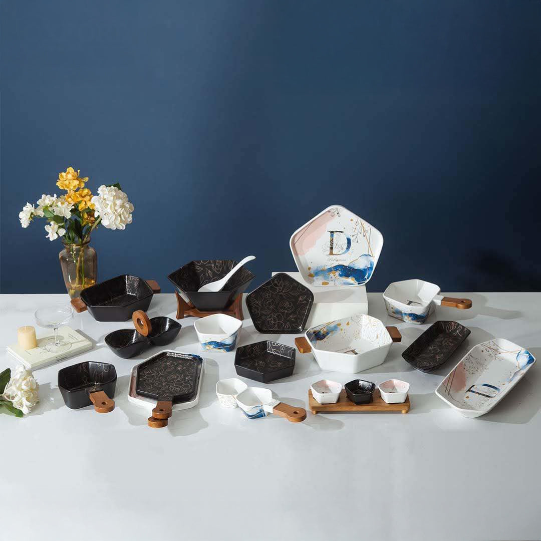 طقم عشاء 41 قطعة + طقم صواني هدية