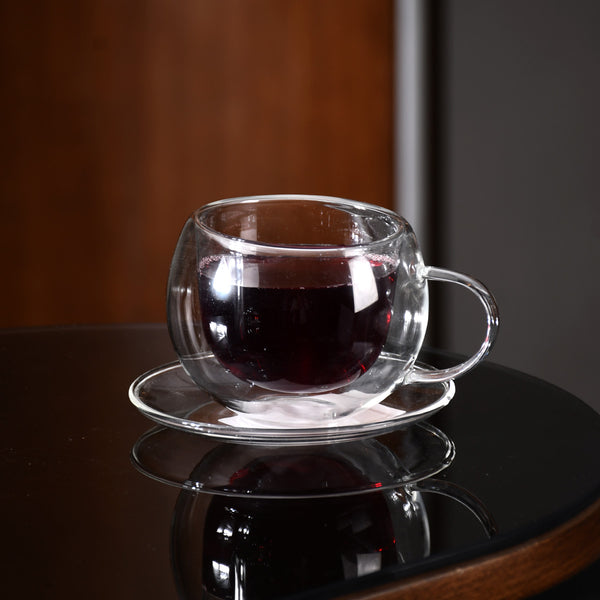 مج دبل جلاس 250مل بالطبق و المعلقة- SSG065