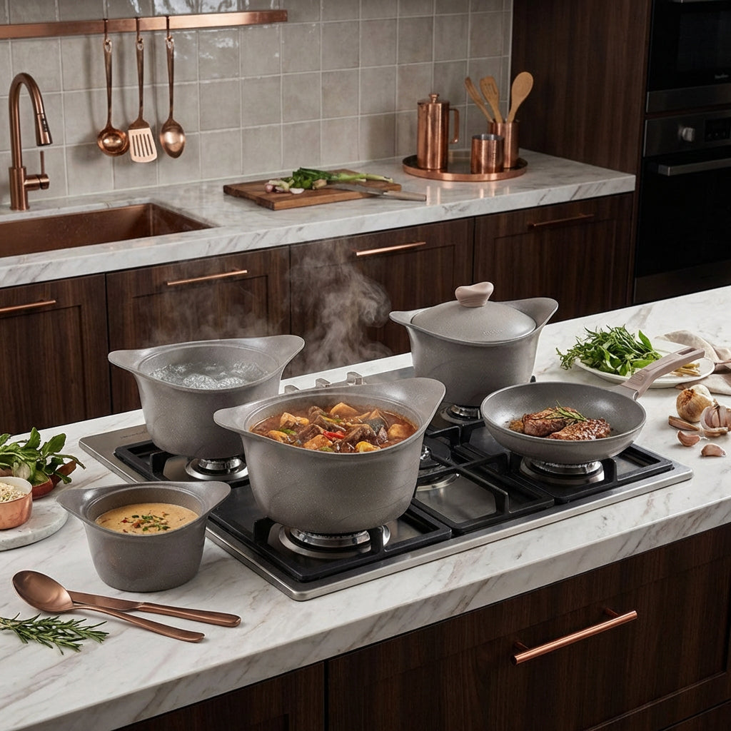 طقم حلل 9ق مدور نيوكلاين (4 حلل + ووك)