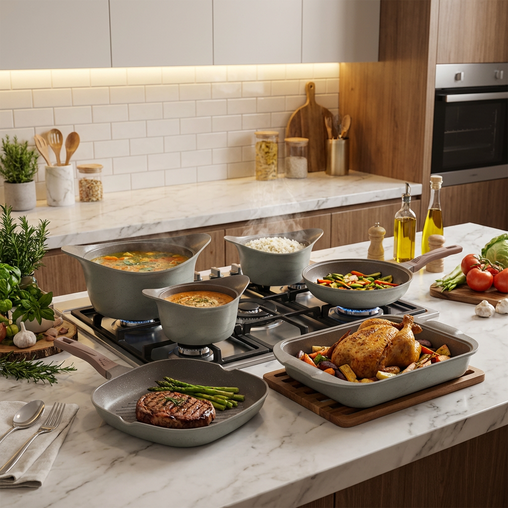 طقم حلل 11ق مدور نيوكلاين (4 حلل + ووك + جريل + طاجن)