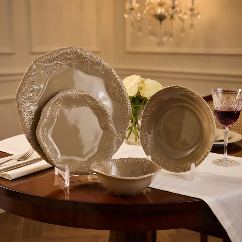 طقم عشاء روك فتحي محمود 24 قطعة - بيج