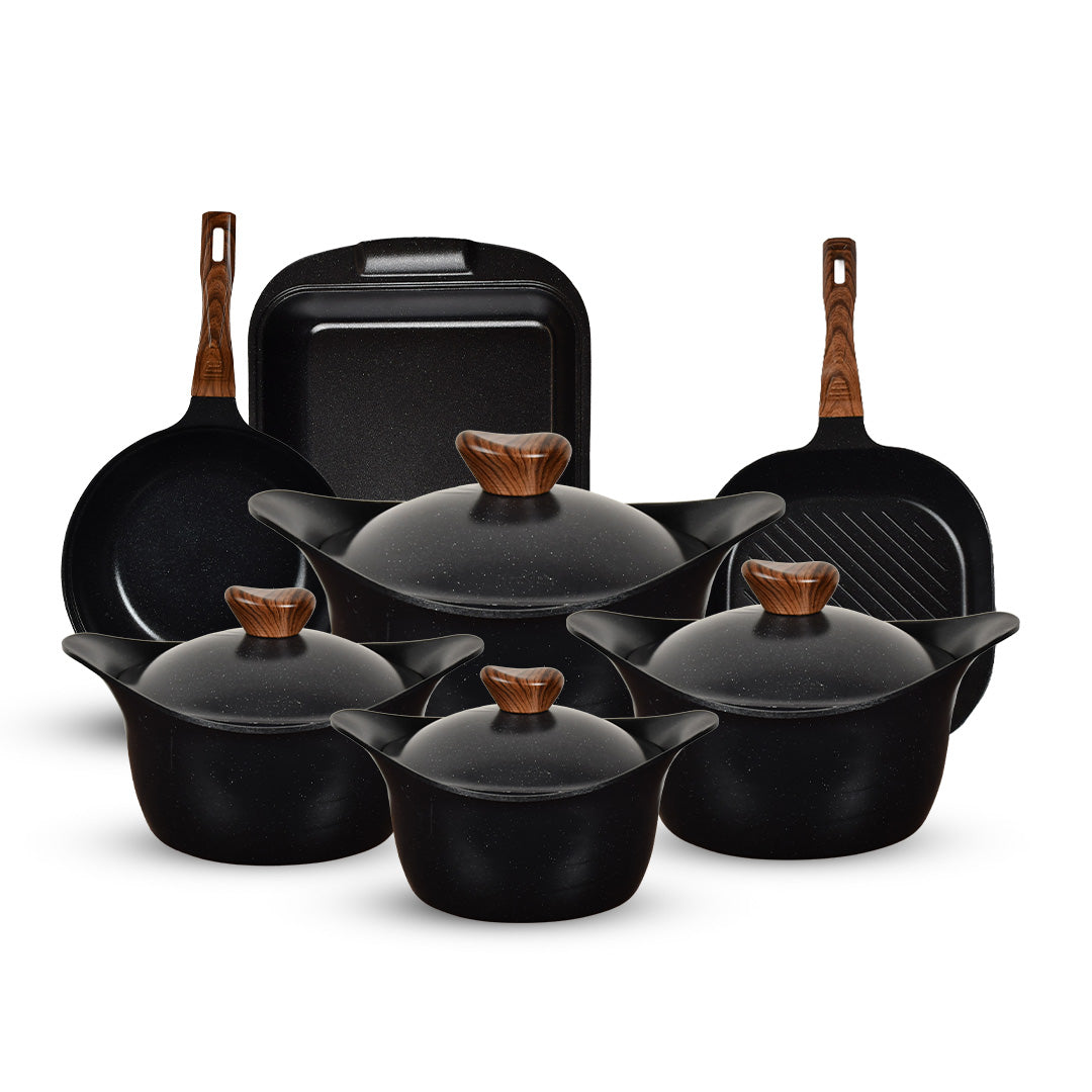 طقم حلل 11ق مدور نيوكلاين (4 حلل + ووك + جريل + طاجن)