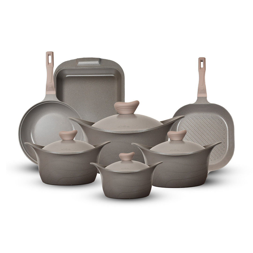 طقم حلل 11ق مدور نيوكلاين (4 حلل + ووك + جريل + طاجن)